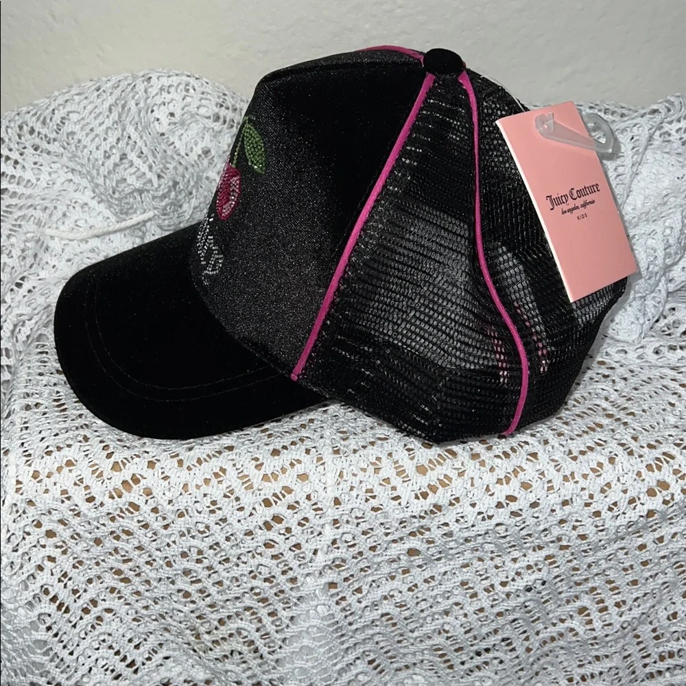 KIDS Juicy Couture Black Cap with Cherry Embroidery